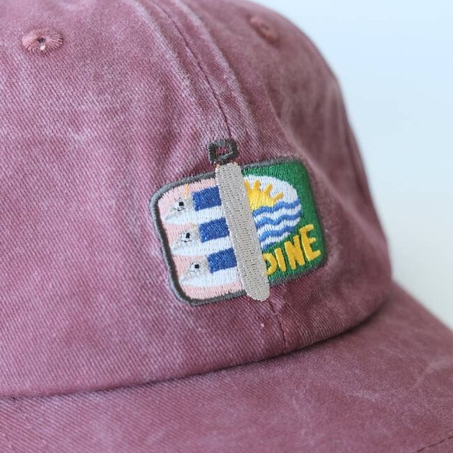 Idlewild Co. Tinned Fish Embroidered Hat- Washed Burgundy