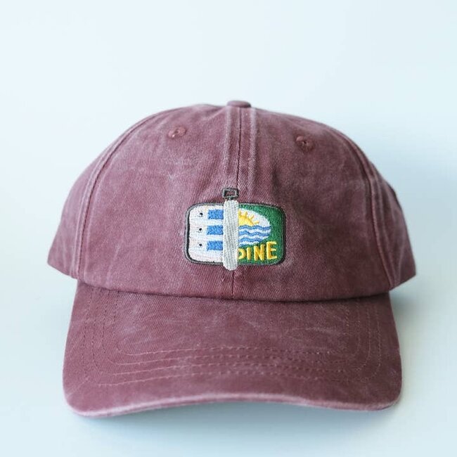 Idlewild Co. Tinned Fish Embroidered Hat- Washed Burgundy