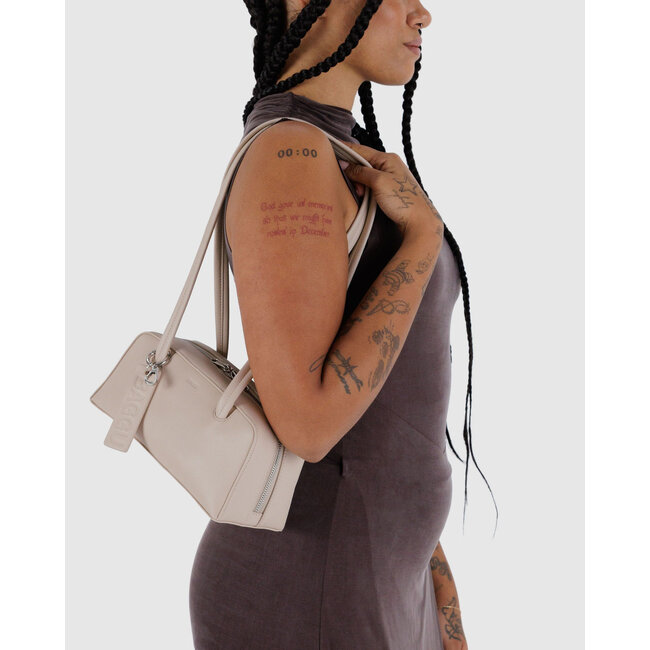 Baggu Small Recycled Leather Bowler Bag- Stone