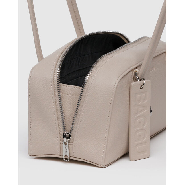 Baggu Small Recycled Leather Bowler Bag- Stone