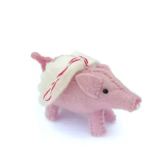 Ornaments 4 Orphans Christmas Ornament  - Wool Flying Pig