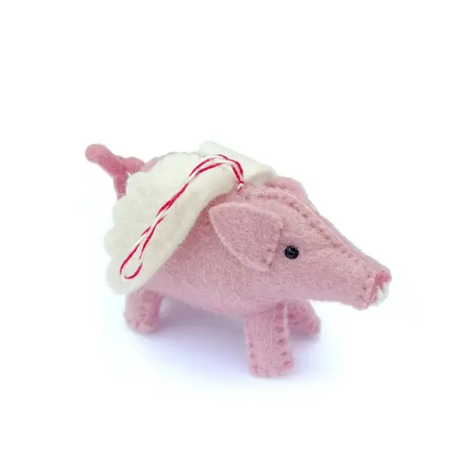 Ornaments 4 Orphans Christmas Ornament  - Wool Flying Pig