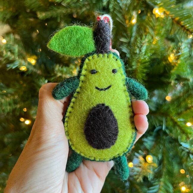 Ornaments 4 Orphans Christmas Ornament- Wool  Smiling Avocado