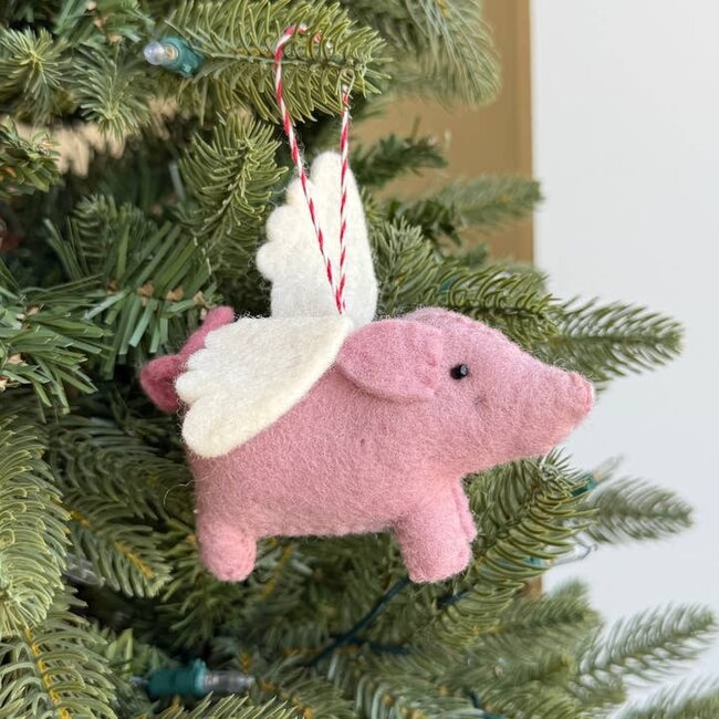 Ornaments 4 Orphans Christmas Ornament  - Wool Flying Pig