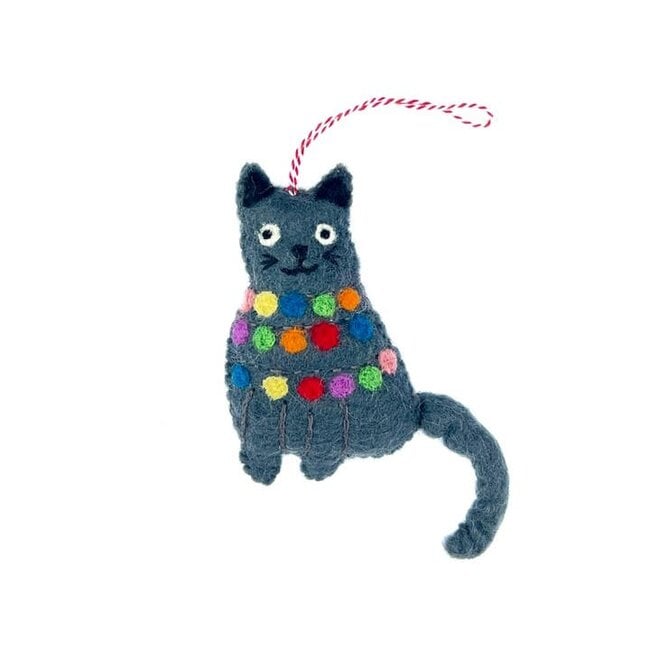 Ornaments 4 Orphans Christmas Ornament- Cat Tangled in Lights