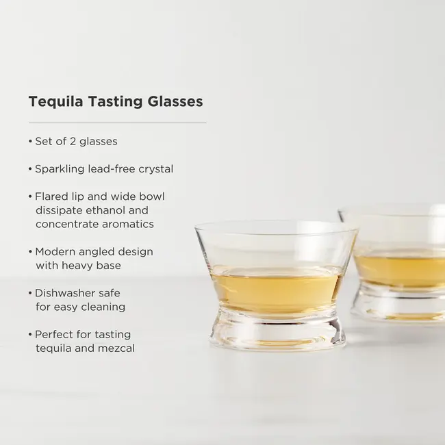 Viski Raye Crystal Tequila Tasting Glasses Set of 2