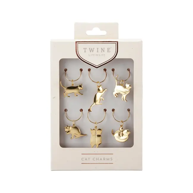 Gold Cat Wine Charms
