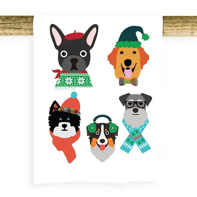 Potluck Press Holiday Towel - Holiday Dogs