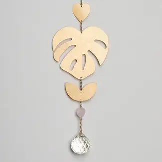 Scout Suncatcher - Monstera Leaf/Rose Quartz