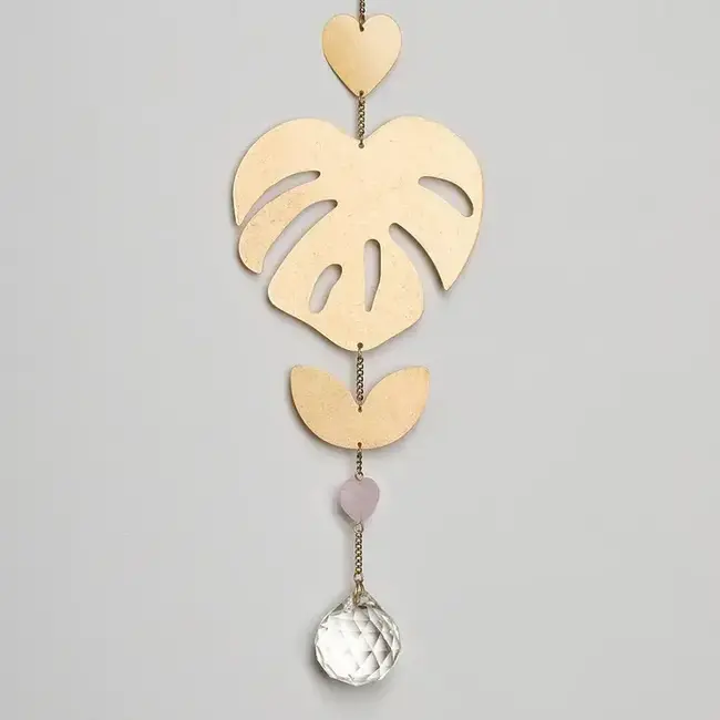Scout Suncatcher - Monstera Leaf/Rose Quartz