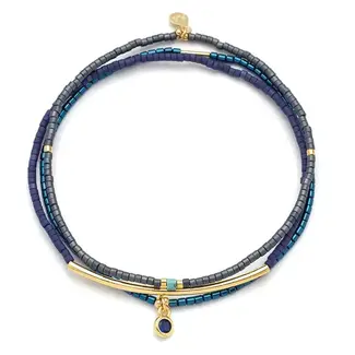 Scout Tonal Chromacolor Miyuki Bracelet Trio - Navy/Gold