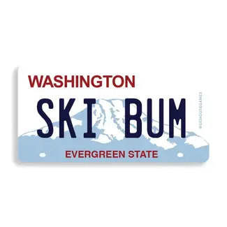 Ski House Games Ski Bum - Washington License Plate Sticker