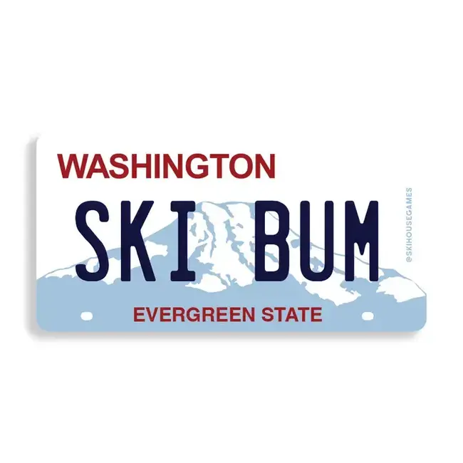 Ski House Games Ski Bum - Washington License Plate Sticker