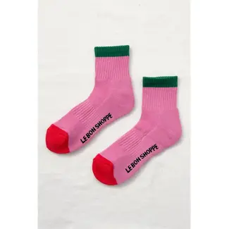 Le Bon Shoppe Color Block Girlfriend Socks- Rose Green