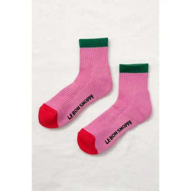 Le Bon Shoppe Color Block Girlfriend Socks- Rose Green