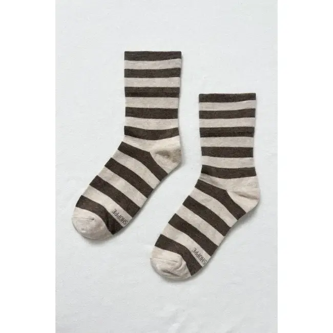 Le Bon Shoppe Wally Socks- Wide Brown Stripe