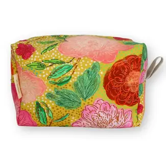 Dana Herbert Accessories Medium Dopp Kit- Peonies on Gold