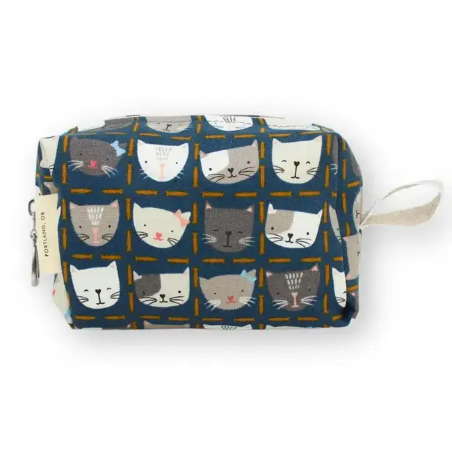Dana Herbert Accessories Small Dopp Kit- Cats on Blue