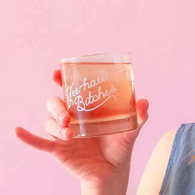 Sunshine Studios Yeehaw Bitches Rocks Glass