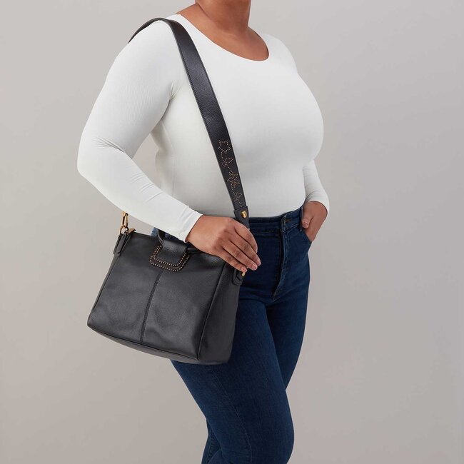 Hobo Sheila Medium Satchel- Black With Studs