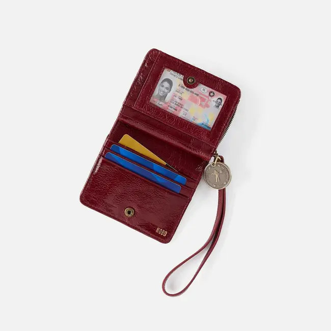 Hobo Coin Wristlet Wallet- Garnet Gloss