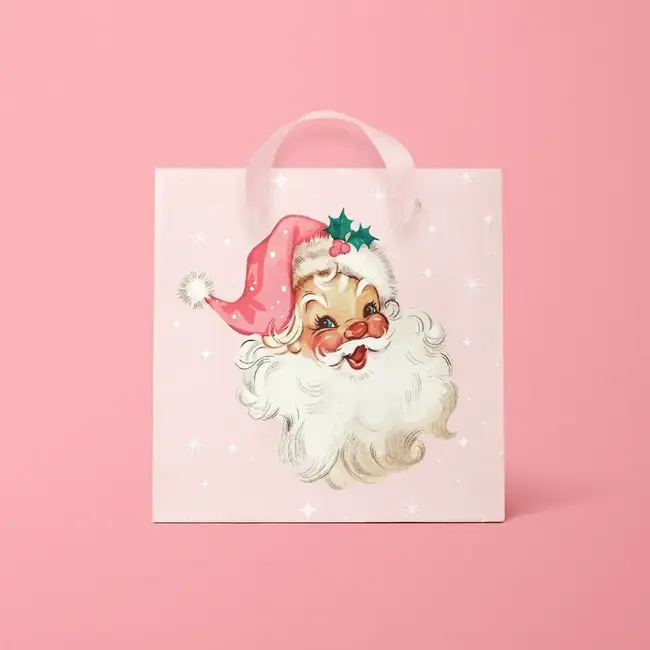 Sunshine Studios Retro Pink Santa Gift Bag- S