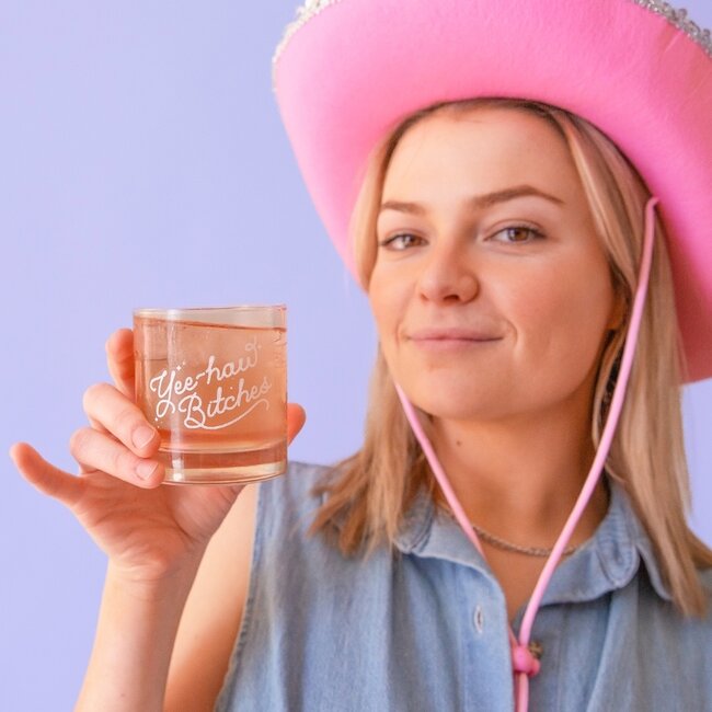 Sunshine Studios Yeehaw Bitches Rocks Glass