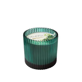 Soap and Paper Factory Roland Pine 14 oz Two-Wick Green Ribbed Glass Candle
