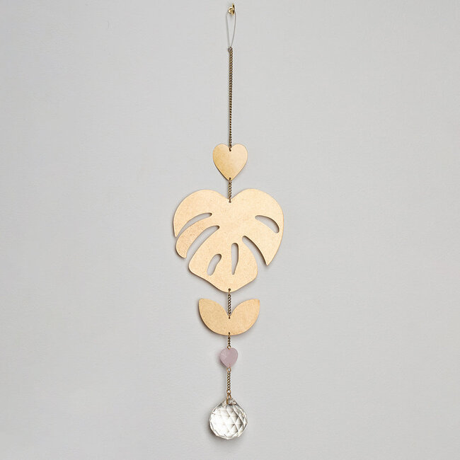 Scout Suncatcher - Monstera Leaf/Rose Quartz