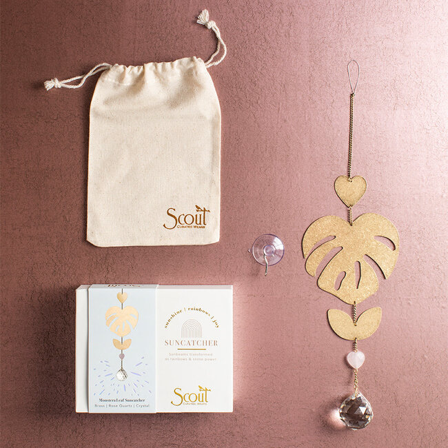 Scout Suncatcher - Monstera Leaf/Rose Quartz