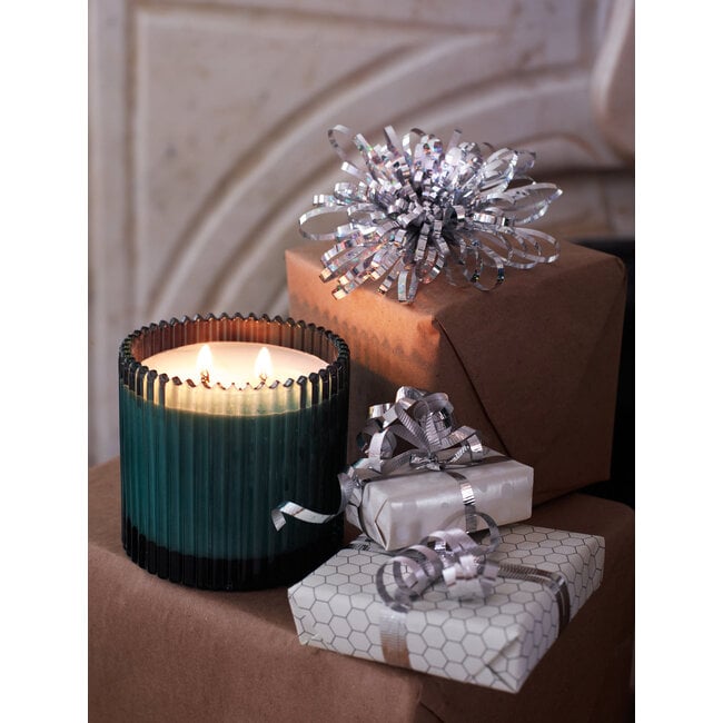 Soap and Paper Factory Roland Pine 14 oz Two-Wick Green Ribbed Glass Candle