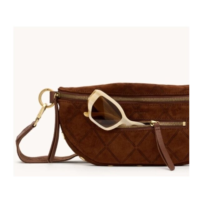 Hammitt Charles Crossbody Med-Chocolate Diamond Suede-AG
