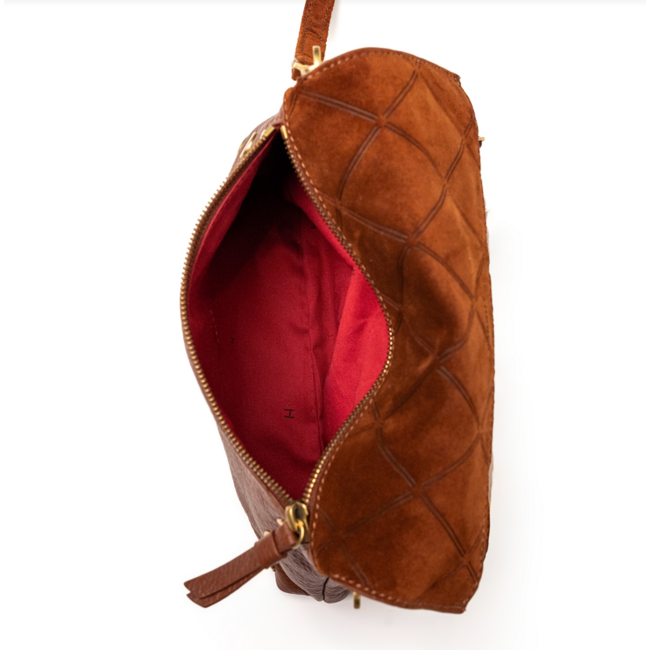 Hammitt Dillon Sml-Chocolate Diamond Suede-Antique Gold