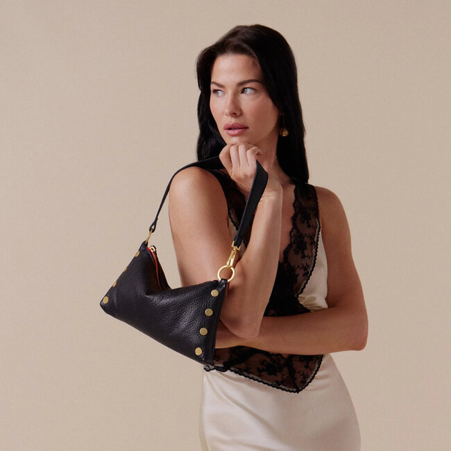 Hammitt Kyle Medium - Black - Brushed Gold - Red Zip