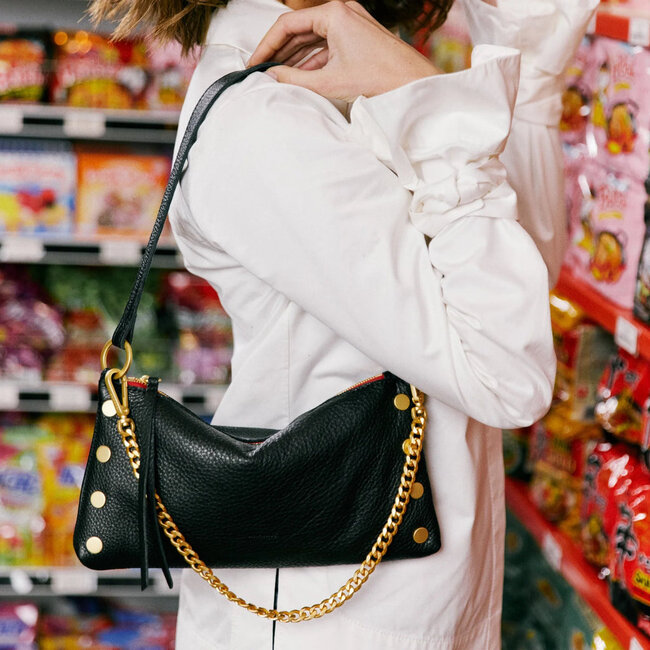 Hammitt Kyle Medium - Black - Brushed Gold - Red Zip