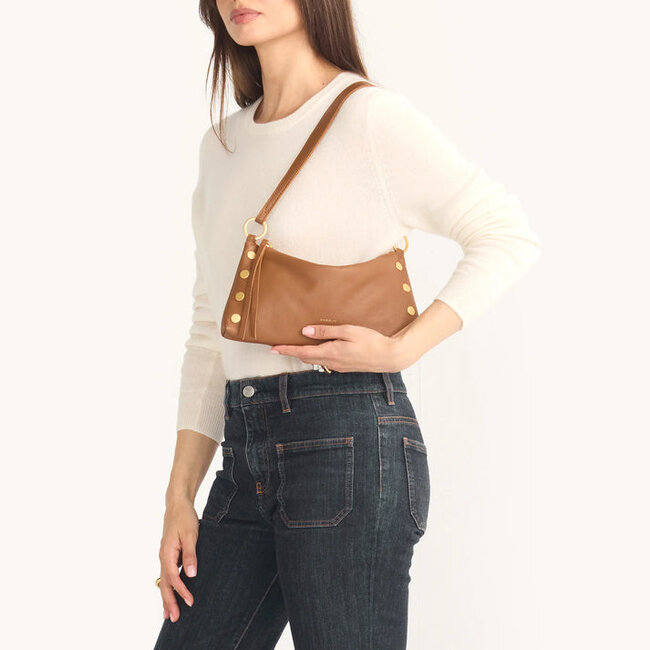 Hammitt Kyle-Mahogany Pebble - Brushed Gold - Red Zip