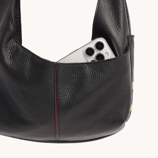 Hammitt Tom Zip Medium - Black - Brushed Gold - Red Zip