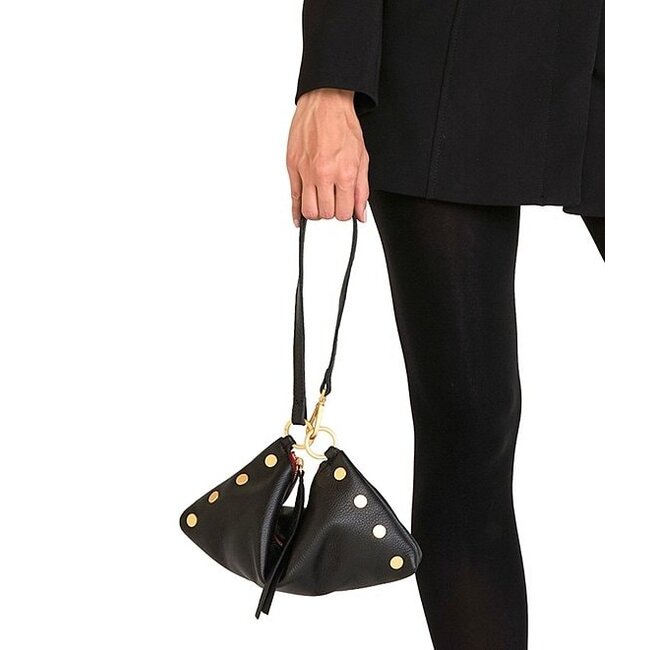 Hammitt Kyle-Black-Brushed Gold-Red Zip