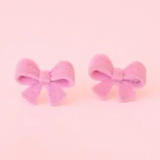 Sunshine Studios Flocked Bow Earring- Pink
