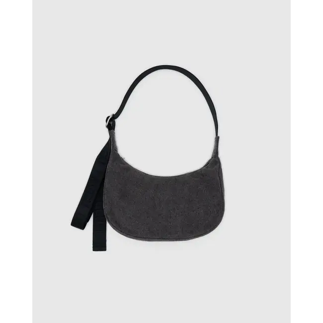 Baggu Small Denim Crescent Bag - Washed Black Denim