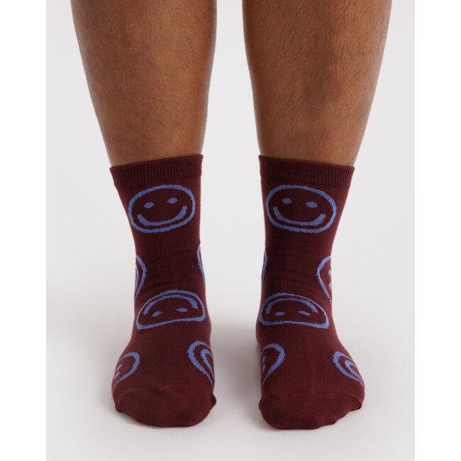 Baggu Crew Sock - Mahogany Happy