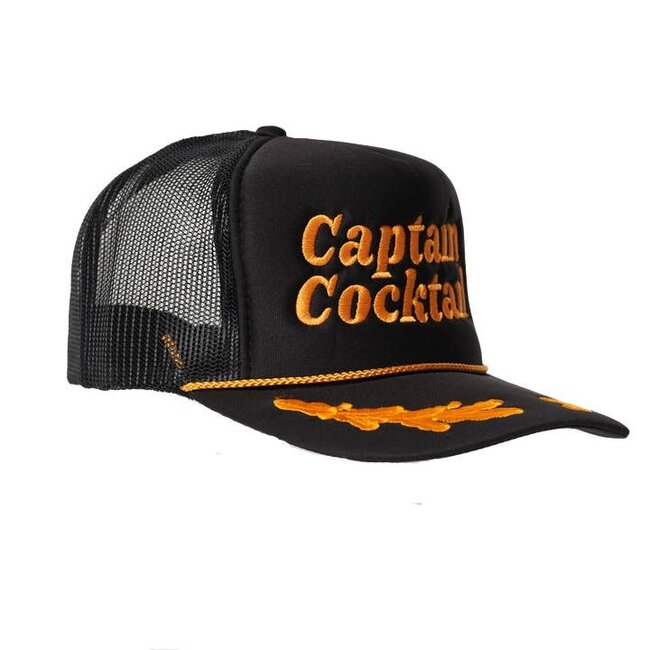 Local Beach Captain Cocktail Trucker Hat- Black/Gold