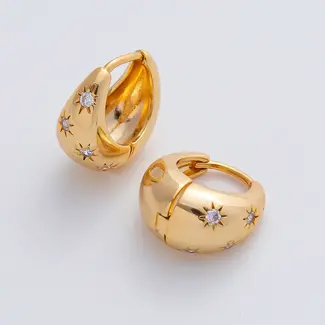 GF Celestial Star Dome Huggie Hoop Earrings