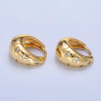 GF North Star CZ Dome Huggie Earrings