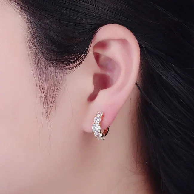 GF CZ Huggie Hoop Earrings