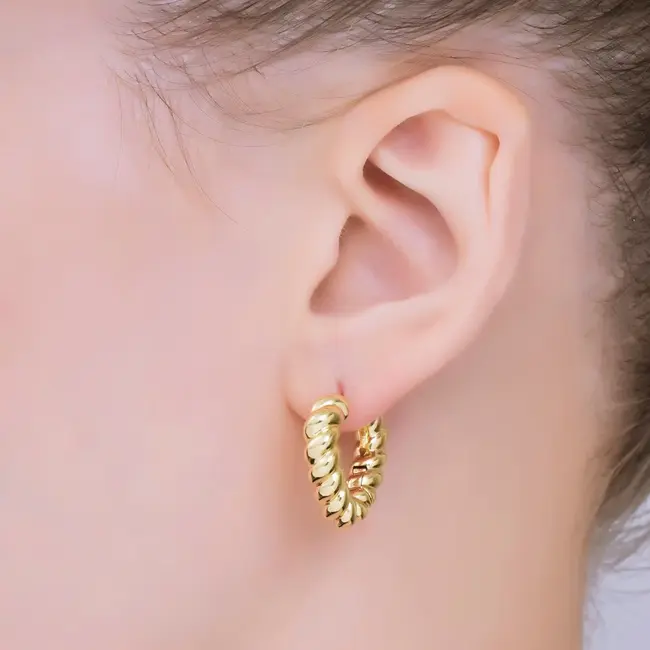 GF Croissant Twisted Huggie Earrings