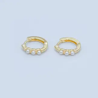 Pearl Dotted Huggie Earrings- GF