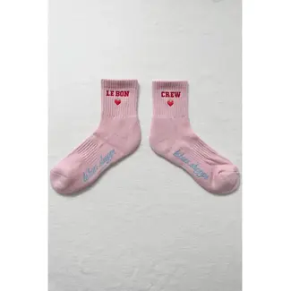 Le Bon Shoppe Embroidered Crew Socks- Strawberry Milk
