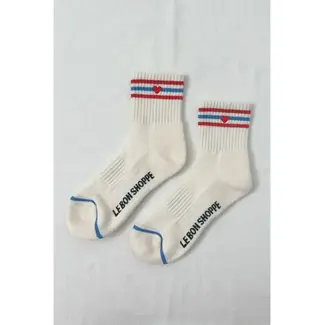 Le Bon Shoppe Embroidered Girlfriend Socks- Leche + Heart