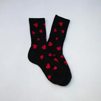 Tiepology Lovely Heart Shape Socks- Black/Red